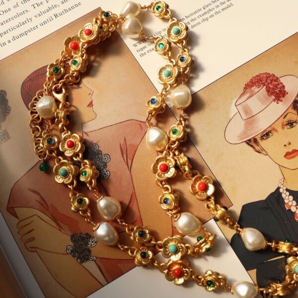 Necklace Handmade Flower pearl necklace